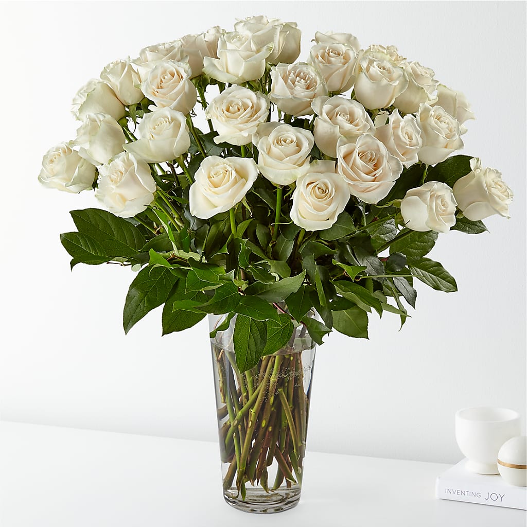 Long Stem White Rose Bouquet – Monarca Florist, Yonkers NY
