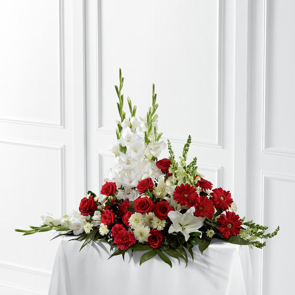 Crimson & White Arrangement – Monarca Florist, Yonkers NY