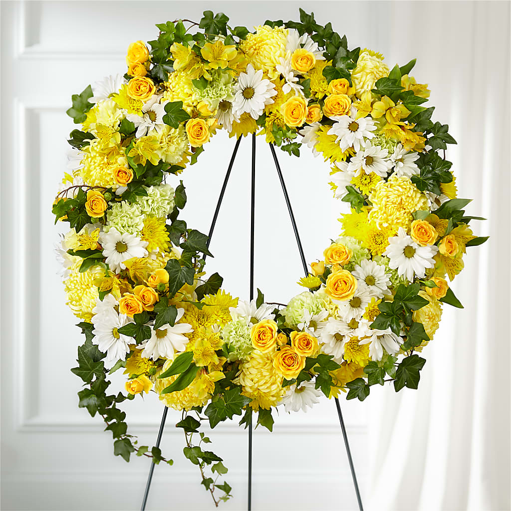 Golden Remembrance Wreath – Monarca Florist, Yonkers NY