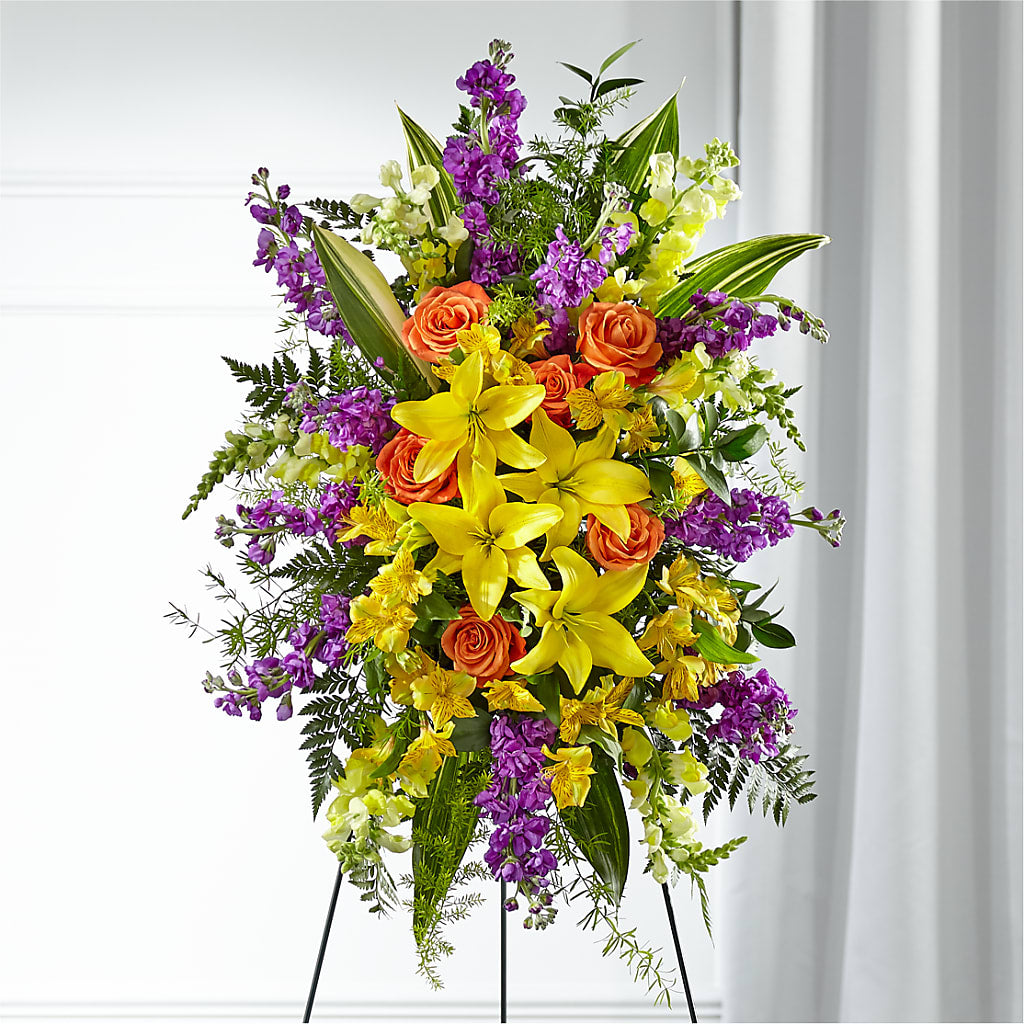 Thoughtful Prayers Standing Spray – Monarca Florist, Yonkers NY