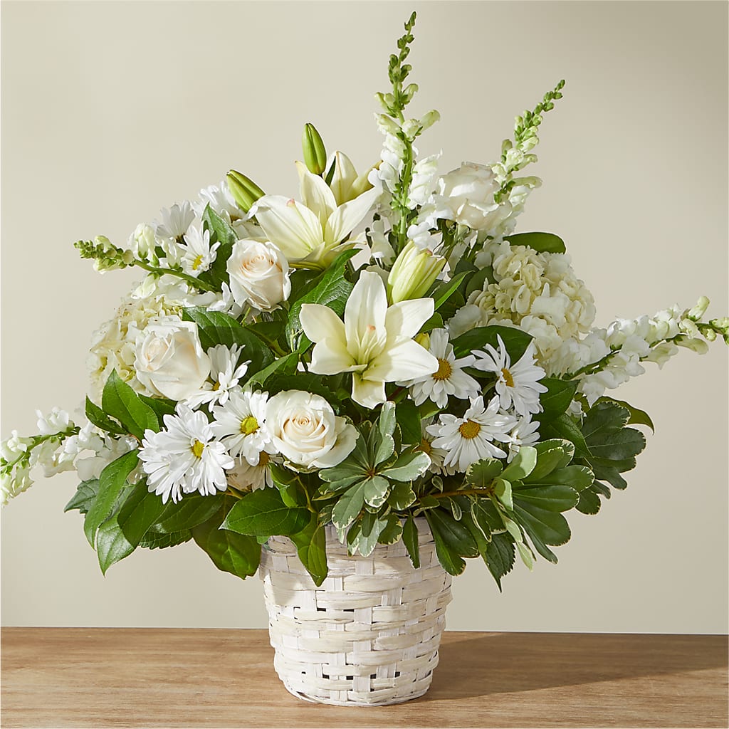 Ivory Elegance Floral Basket – Monarca Florist, Yonkers NY