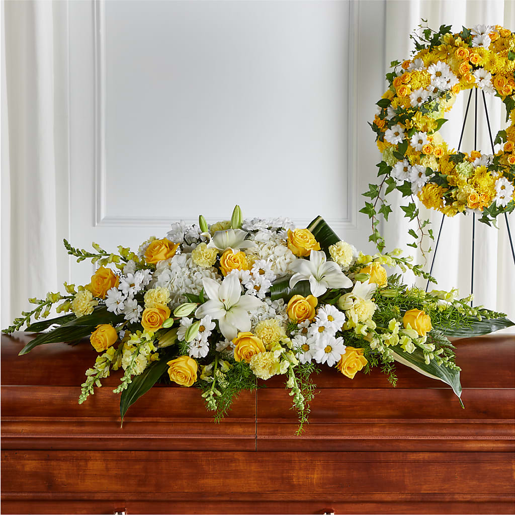 Golden Harmony Casket Spray – Monarca Florist, Yonkers NY