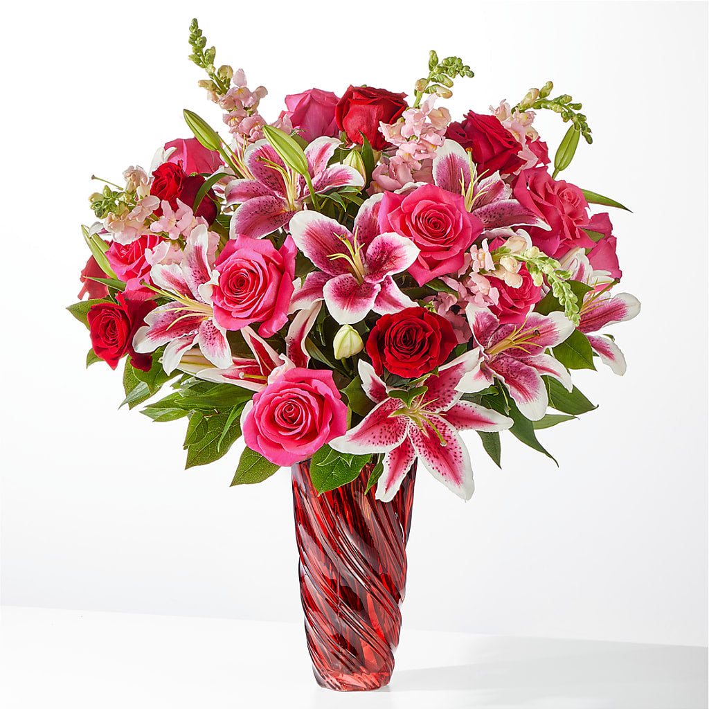 Always You Bouquet with Luxe Swirl Vase – Monarca Florist, Yonkers NY