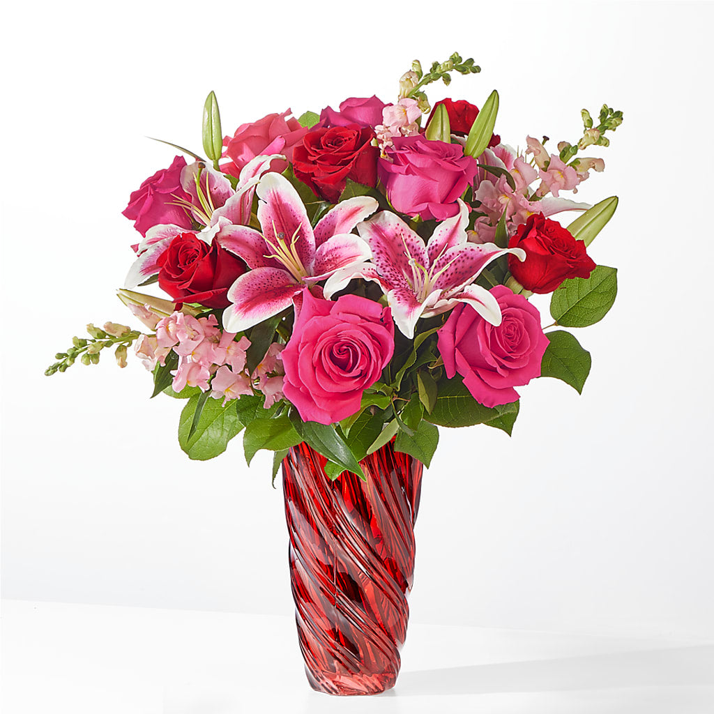 Always You Bouquet with Luxe Swirl Vase – Monarca Florist, Yonkers NY