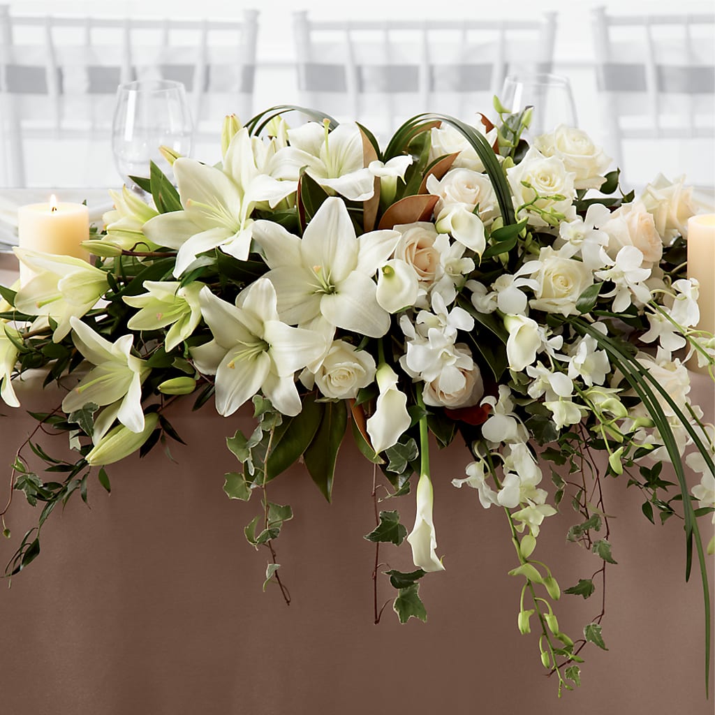 White Linen Arrangement – Monarca Florist, Yonkers NY