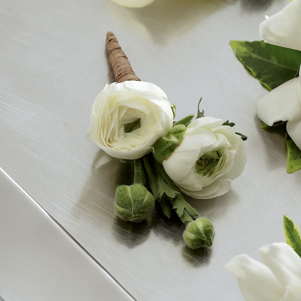 White Ranunculus Boutonniere – Monarca Florist, Yonkers NY