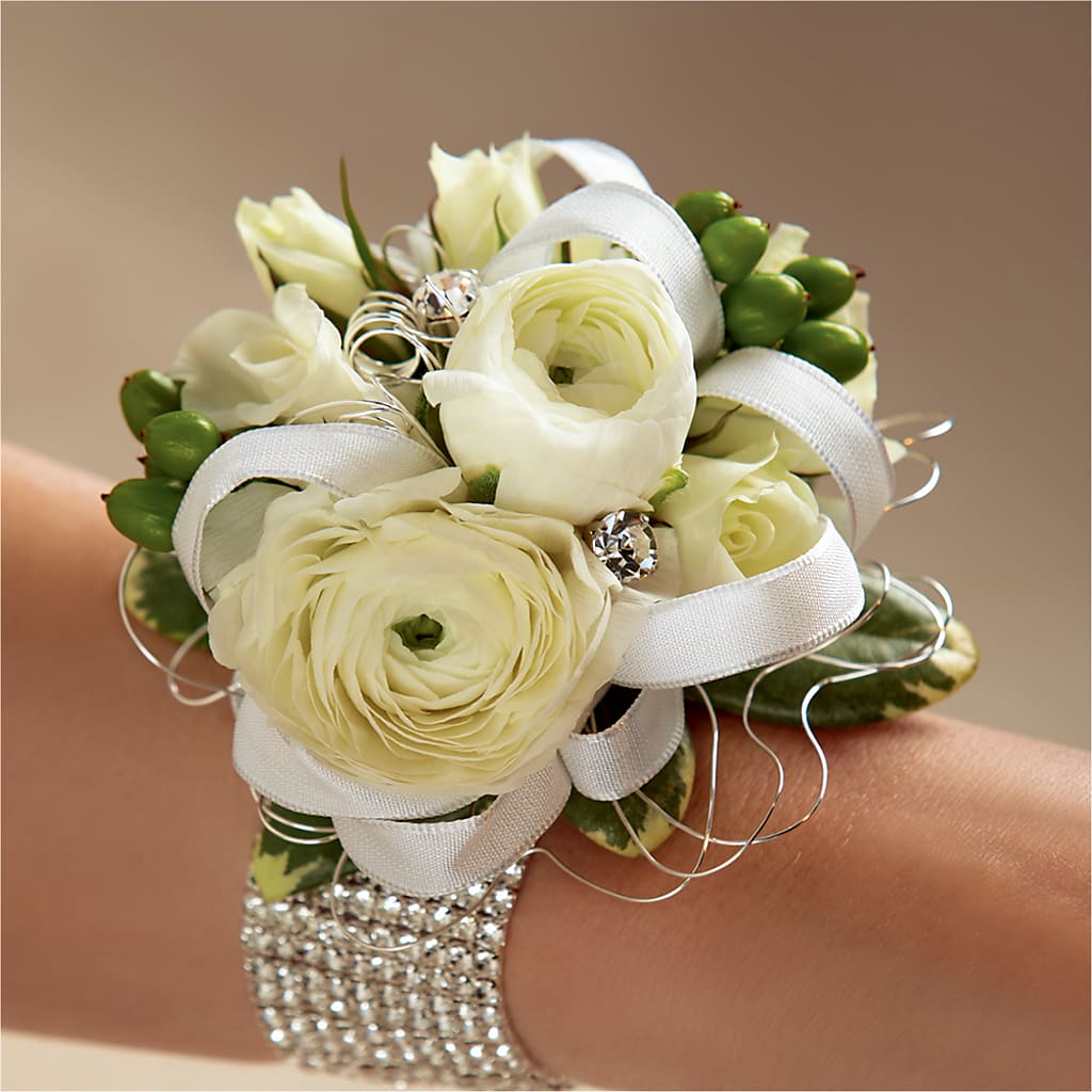 White Wedding Corsage – Monarca Florist, Yonkers NY