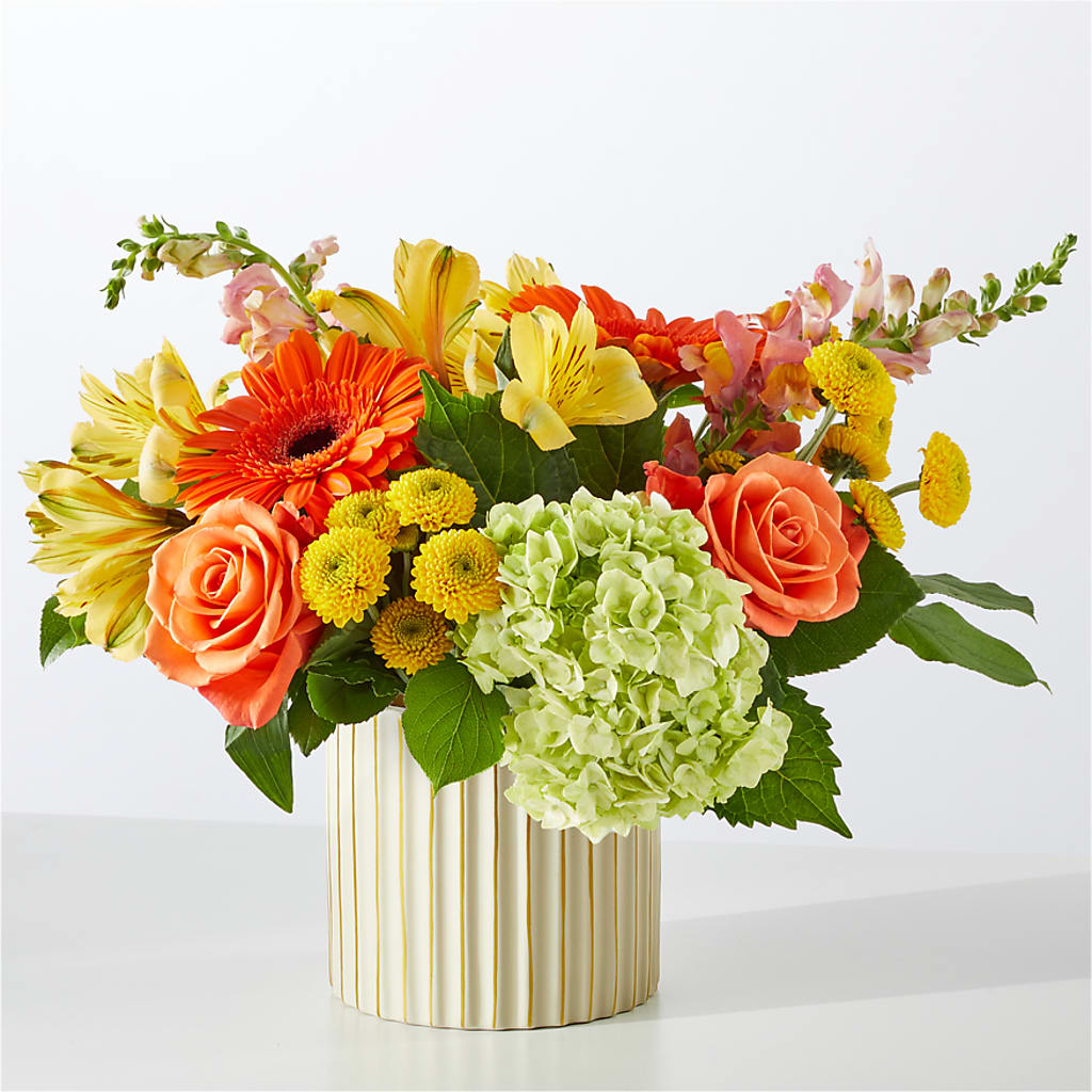 Autumn Sunshine Bouquet with Ivory Vase –  Monarca Florist, Yonkers NY