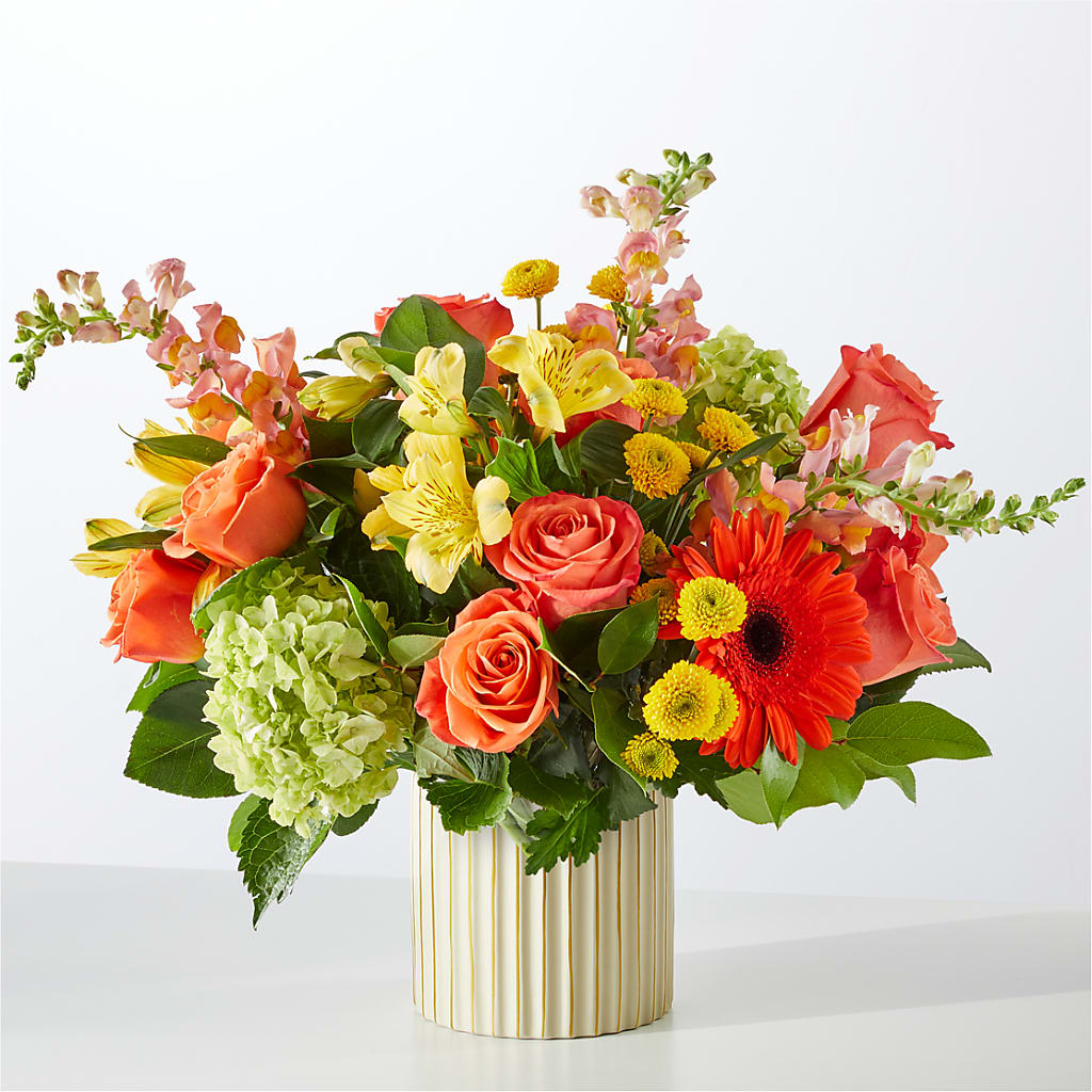 Autumn Sunshine Bouquet with Ivory Vase –  Monarca Florist, Yonkers NY