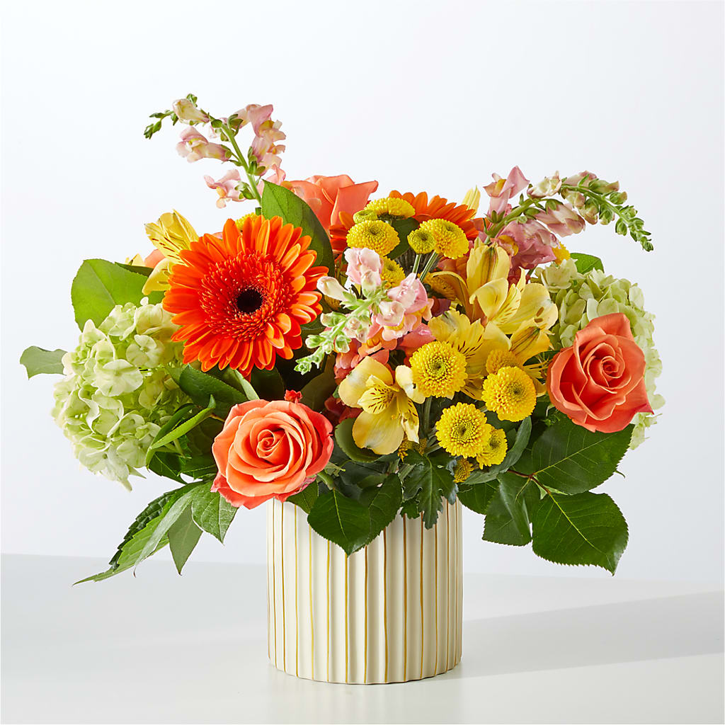 Autumn Sunshine Bouquet with Ivory Vase –  Monarca Florist, Yonkers NY
