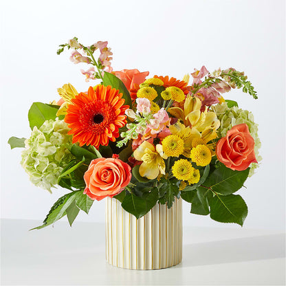 Autumn Sunshine Bouquet with Ivory Vase –  Monarca Florist, Yonkers NY